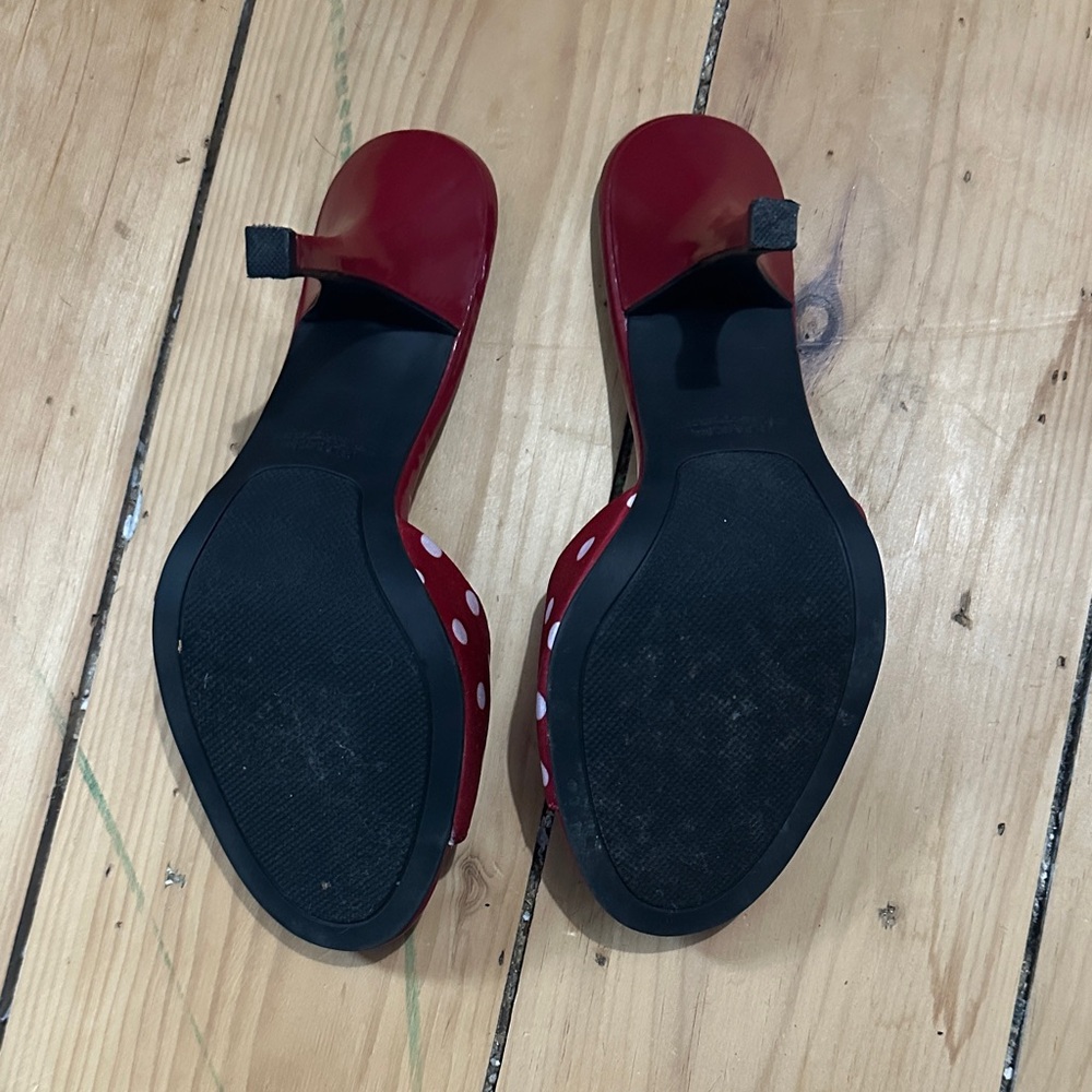 Rampage Red & White Polka Dot Slide Mules - Picture 3 of 3